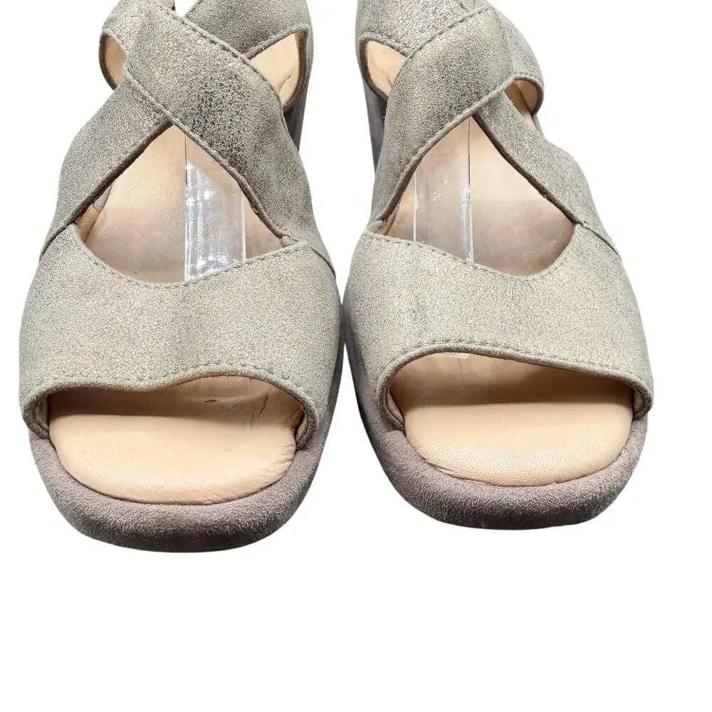 Johnston & Murphy Wedge Sandals Size 10M Taupe Suede Platform
